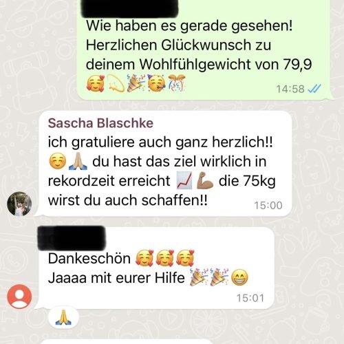 Screenshot von einem Whatsapp chat eines glücklichen mehrleben Kunden