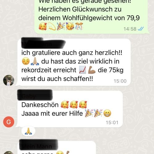 Screenshot von einem Whatsapp chat eines glücklichen mehrleben Kunden