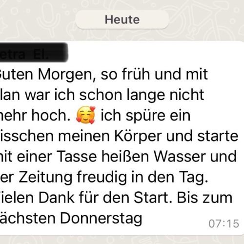 Screenshot von einem Whatsapp chat eines glücklichen mehrleben Kunden