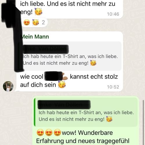 Screenshot von einem Whatsapp chat eines glücklichen mehrleben Kunden